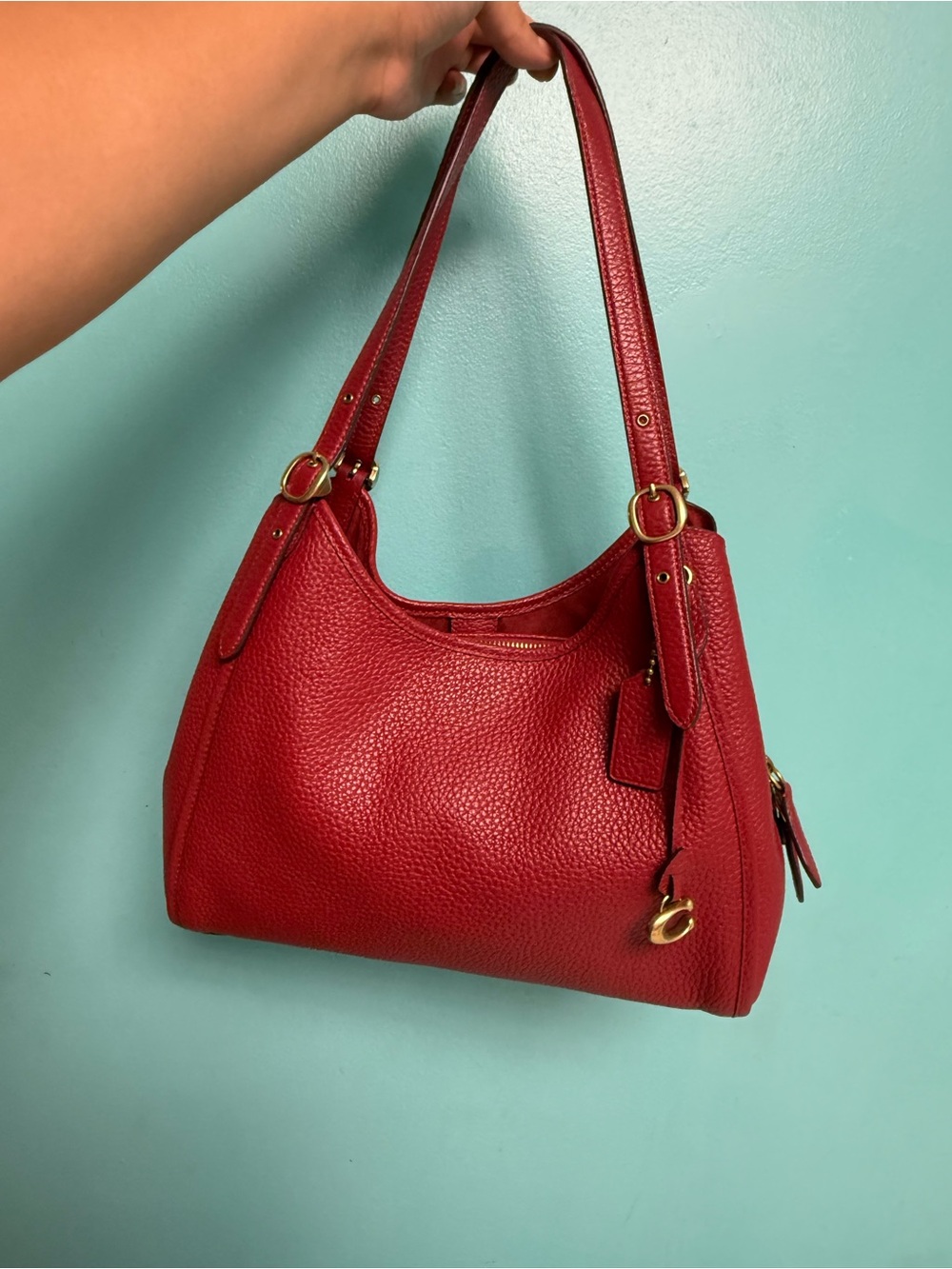 Coach Red Pebbled Leather Lori shoulder bag